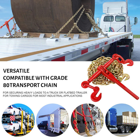 2 Pack Heavy Duty Chain Binder Five Sixteenth To Three Eighth Inch Ratchet Binder With 5400 Lbs Safe Working Load securing load on truck