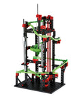 Dope Marble Run Track Set With Action Sound Tubes Melodic Chimes And Spinning Funnel For Creative Engineering Play Easy To Build For Kids And Builders Will Love It, shown assembled with green tracks