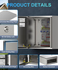 Heavy Duty 304 Stainless Steel Electrical Box Nema 4X Junction Enclosure Full Seam Welded Built Like A Tank Weather Sealed Housing 16X16X8 with detailed features.