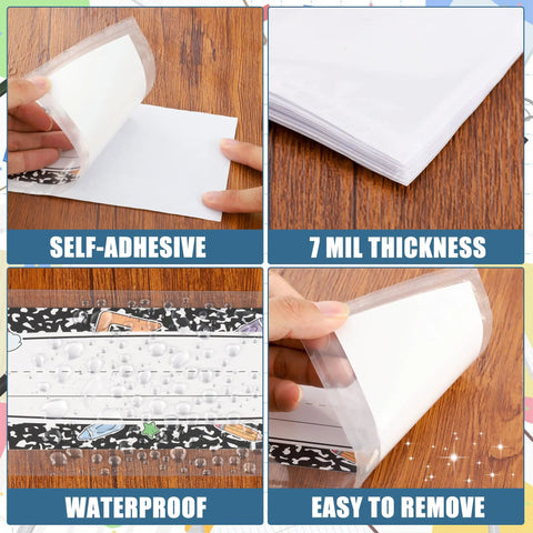 40 Pack Clear Self Adhesive Nameplate Pockets For Desks 10.5 By 3.5 Inches Thick Reusable Plastic Name Tag Covers For School Classroom Office Supplies with waterproof and easy remove features