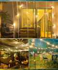 96Ft Outdoor String Lights For Patio And Garden Waterproof Shatterproof Edison Bulbs Warm Glow 2200K in evening settings