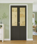 Rattan Bifold Closet Door With Cane Webbing And Wood Interior Black Barn Style Doors 36 By 80 Inch Double 78 Inch High Panels