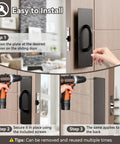 Stainless Steel Door Push Plates And Pull Handles Set For Home And Office, Rugged Heavy Duty Push Pull Door Plate Kit For Cabinets And Commercial Use, Indoor Outdoor Applications, 304 Stainless Steel, Rust Resistant, 2 Pack shown on sliding door installation steps