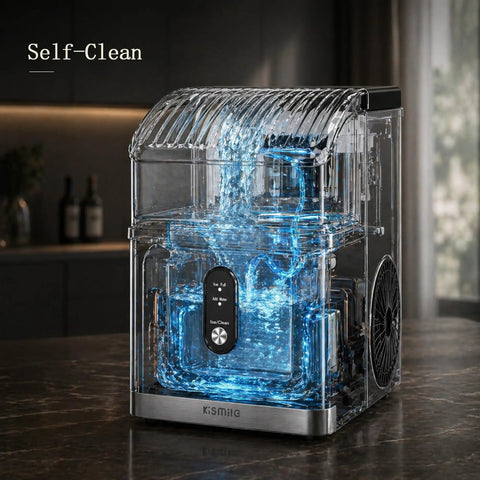 Transparent Nugget Ice Maker Countertop With 35 Lbs Per Day Fast Ice In 7 Minutes Soft Chewable Pebble Ice for Home, Kitchen, Bar, Office Self Cleaning