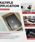 Fireproof Lock Box With Key And Combination Lock For Home Office And Travel Portable Safe Waterproof For Documents Jewelry Passport And Cash Storage showed in home, office, and car settings.
