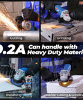 DongCheng 9.2A 4-1/2 in corded angle grinder with paddle switch; blue/gray body for cutting, grinding, polishing
