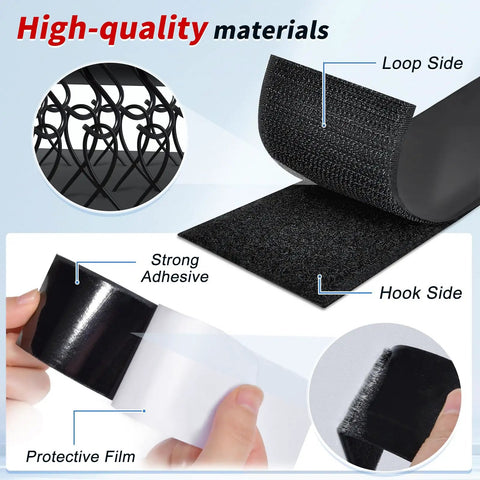2 Inch Wide Hook And Loop Strips With Adhesive Double Sided Self Adhesive Nylon Tape 15 Feet Hook Tape And 15 Feet Loop Tape