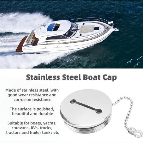 Keyless 50mm Boat Deck Fill Cap In Marine Grade 316 Stainless Steel, Polished Silver, near sailing boat, saltwater ready