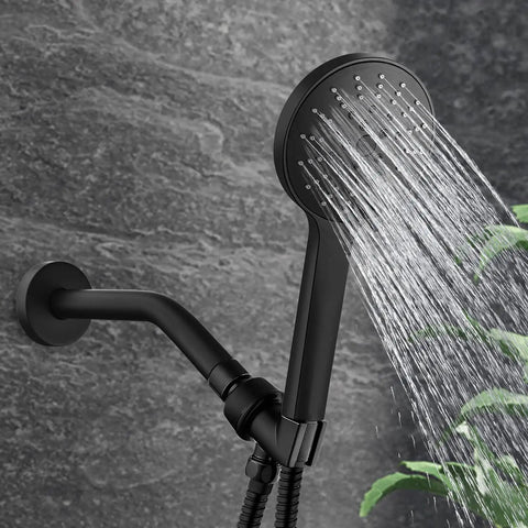 Solid Brass 8 Inch Matte Black Shower Arm With Flange Replacement Anti Leak Ceiling Wall Mounted Bend Durable Metal Construction