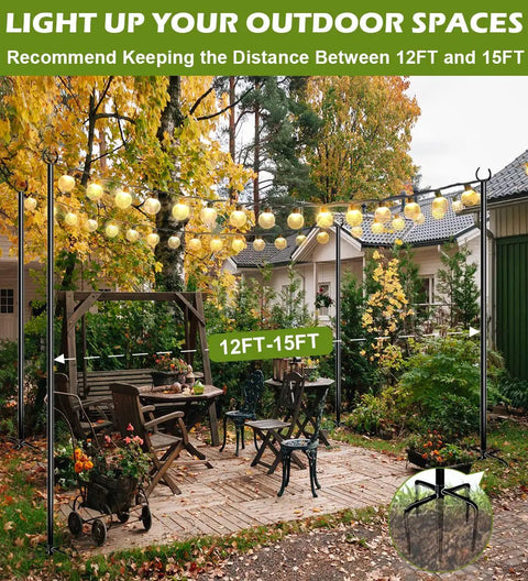 Outdoor String Light Pole 10 Foot Heavy Duty Hanging Light Stand For Garden Yard Lawn Patio Christmas Weddings And Parties