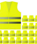 20 Pack Yellow Hi Vis Reflective Safety Vests With 360 Degree Visibility And Silver Strips Mesh Lightweight, front view