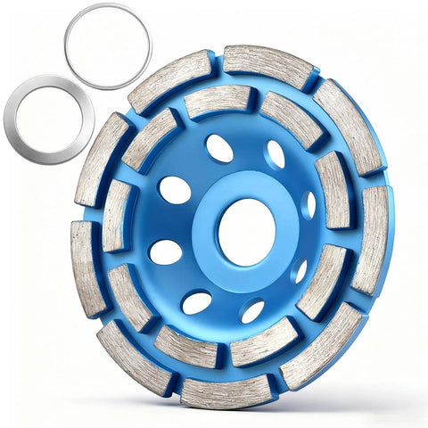 Four And One Half Inch Diamond Cup Grinding Wheel Double Row Heavy Duty Cup Disc With Seven Eighths To Five Eighths Inch Arbor Adapters