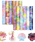 Tintnut Grungy Watercolor Heat Transfer Vinyl 12Pcs Iron On Glitter Sheets Neon Hues, colorful designs for fabric projects.