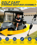 RXV Golf Cart Steering Gear Box Assembly For EZGO RXV Gas And Electric Carts 2008 Up Replacement displayed on a golf cart