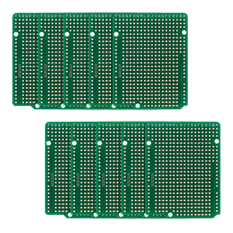 Stack of 10 Double Sided FR4 Prototyping Board 2.54mm Pitch 68.6x53.6mm Perfboard For DIY Nerds And Arduino Projects