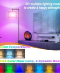 Cordless Battery Powered Floor Lamp With Remote, 10000mAh RGB Dimmable Lighting Vibe in living room with colorful effects