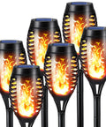 Six Pack Solar Torch Lights With Realistic Flickering Flame Dope Waterproof Outdoor Landscape Pathway Lights For Garden