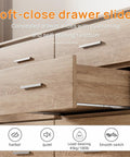Soft Close Undermount Drawer Slides 16 Inch Bottom Mount No-Fuss Full Extension Heavy Duty Stainless Steel 100 Lb Capacity 1 Pair for Vanity Cabinets and Home Office Desks Quiet Smooth Glide, open wooden drawer