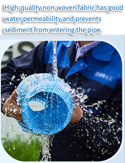 Flexible Corrugated French Drain Pipe With Nonwoven Fabric And Steel Wire Permeable Garden Drain Hose showing water permeability.