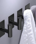 Self Adhesive Aluminum Hooks Heavy Duty Wall Mount Hangers No Drill Stick On For Towel Coat Robe Shower Bedroom Bathroom Kitchen Black 6 Pack Rust Resistant