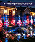 Outdoor Patriotic LED Flag Lights Kit, 9-Pack Solar American Flag Lights for Garden Pathway, waterproof illuminated at night