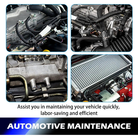 Collage of engine components for automotive maintenance showing hoses and parts for auto repair and maintenance.