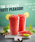 Retro Tabletop Snow Cone Machine With Two Reusable Cups And Sturdy Scoop creating slushies served in tall glasses with lime.