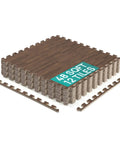 Stack of interlocking EVA foam floor tiles puzzle mats with border 24x24 inches for home, living room, garage 48 sq ft coverage.