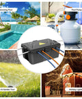 Heavy Duty Outdoor Electrical Junction Box With IP54 Waterproof Shield And Bully Tight Cord Locks For Reliable Extension Cover protecting wires for pool, garden, and holiday lighting.