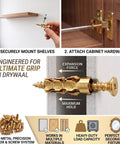 Pro Grade Heavy Duty Door Hinge Repair Kit With 6x14mm Short Expansion Screws shown securing shelves and cabinetry.