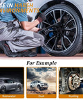 Mechanic installing 20 Pack 17mm Wheel Lug Nut Covers With Removal Tool on a car wheel, highlighted for use in harsh environments.