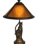 Ginger Mica Accent Lamp In Antique Bronze Finish, Cozy Warm Glow For Living Room Or Bedroom, 17.00x10.00x10.00 Inch Size