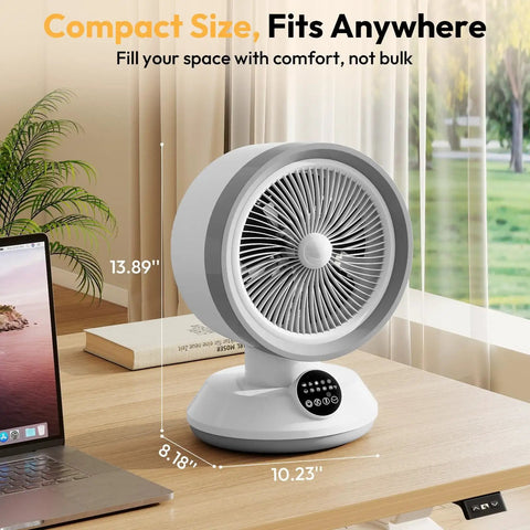 2 In 1 Heater And Fan Portable Space Heater With 60 Degree Oscillation For Indoor Use Ideal For Bedroom Or Office 1500W High Heat 750W Low Heat Two Fan Speeds Tip Over Protection Valentines Day Gift on a desk