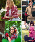 Collage of women using Womens Leather Work Gloves X Large For Gardening Welding Construction Chainsaw Farm Ranch Utility