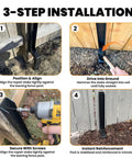 3-step installation guide for Fence Post Repair Kit Beefed Up Heavy Duty 11 Gauge Steel Anchor Bracket For 4x4 And 6x6 Wood Posts