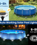 Six Pack Solar Pool Lights For Above Ground Pools Waterproof LED Outdoor Pool Lights Easy Nighttime Safety Illumination