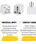 2 Pack Universal Travel Plug Adapter Converts EU UK AU Asia Plugs To US Outlet Ultra Compact 1.4x1.4x1.9 inches