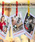 Magnetic Pickup Tool With Extendable Mirror And Telescoping Magnet Flashlight used for makeup, finding pets, and auto repair