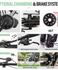 Mid Drive Ebike Motor Kit 1000W 48V 52V CAN Bus With LCD Display USB Programmable showing chainring and brake system