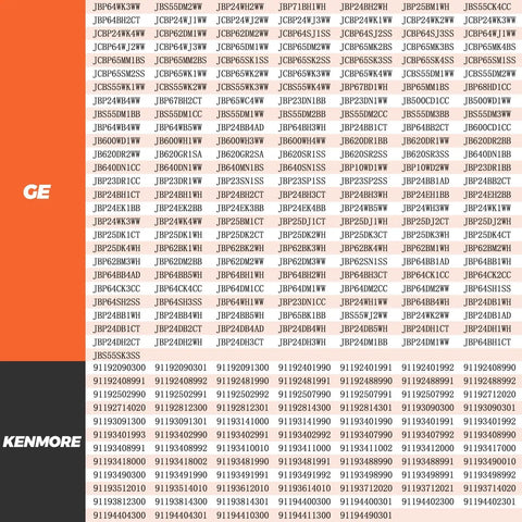 WB44T10010 Oven Bake Element Replacement model compatibility chart for GE Spectra and Kenmore ovens, including JBP64BOH1WH.