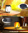 Ultra Real Flame Solar Lanterns Outdoor Waterproof 2 Pack With Dual Charging Modes Solar And USB Warm White Glow display
