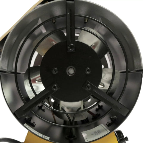 Heavy Duty Forced Air Propane Heater 90000 BTU With Quiet Burner Technology interior view of fan assembly