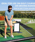 Golfer using Durable Golf Rubber Tees Set Five Pack With Mixed Or Same Sizes From 1.5 To 3.13 Inches White Indoor Outdoor Practice Tee Kit Pro Grade That Grips The Ball Great And Lasts Long For Serious Practice on driving range.