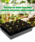 4 Inch Square Nursery Pots Kit With 60 Pots And 5 Seed Starter Trays for Germination and Propagation, shown in garden setting