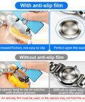 Grooved Watch Back Opener Kit For Notched Cases - Wrench Tool to rotate open grooved case back, showing anti-slip film use