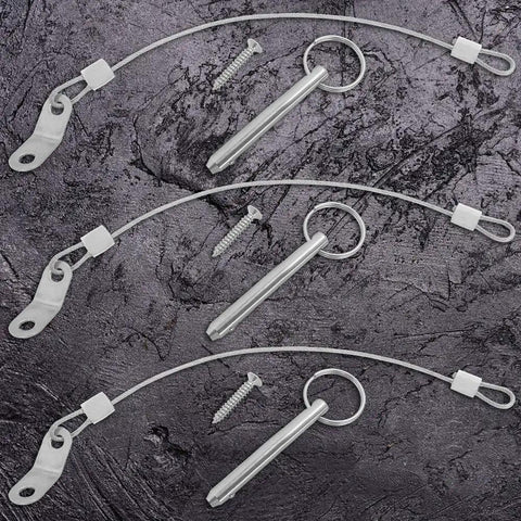 Four Pack Marine Quick Release Pins For Bimini Tops One Quarter Inch Diameter Two Inch Length Three One Six Stainless Steel Deck Hinge Brackets With Safety Leashes And Install Bolts Solid Gear For Coastal Vibes