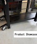 Heavy Duty Retractable Workbench Casters Kit on a shop bench with smooth rolling dual lock wheels and robust stainless steel build.