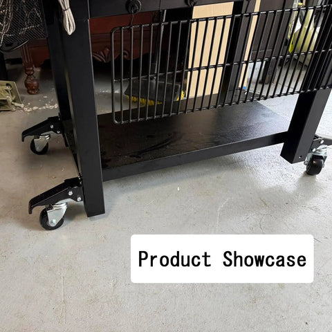 Heavy Duty Retractable Workbench Casters Kit on a shop bench with smooth rolling dual lock wheels and robust stainless steel build.