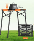 Portable Folding Grill Table With 3 Level Adjustable Height For Outdoors, Lightweight Aluminum 23.62 By 15.75 Inches