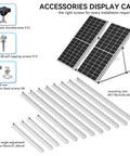 Accessories of Upgraded 47 Inch Adjustable Solar Panel Tilt Mount Brackets Set, including screws and mounting rails.